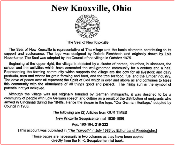 The History of New Knoxville, Ohio